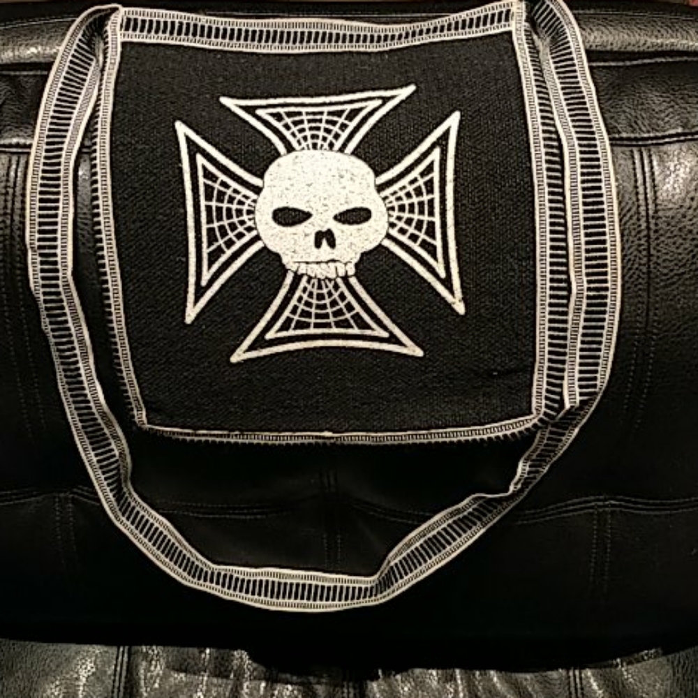 Handmade wool skull/cross side bag